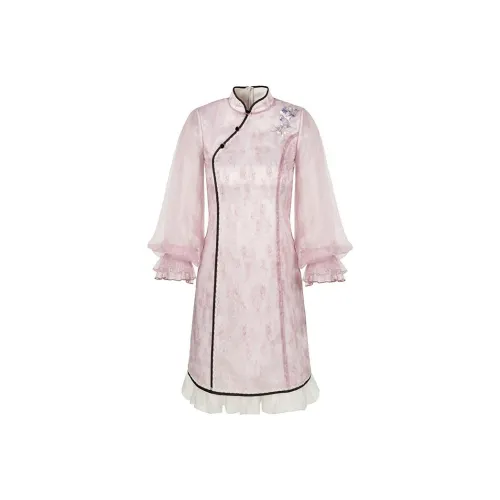 More Than Thirteen Сиренево Женские Длинные Платья с Рукавами