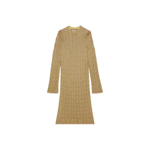 GUCCI SS23 Длинное платье с длинными рукавами женское желтое