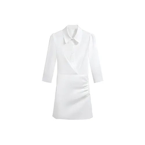 XIAOJUCHUANLI Короткое платье с короткими рукавами женское белое