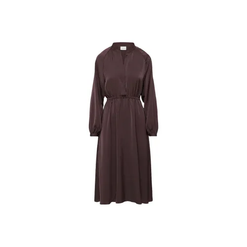 ARITZIA BABATON LEXINGTON Satin Midi Dress Длинное Платье с Длинными Рукавами Женское Deep Currant Red