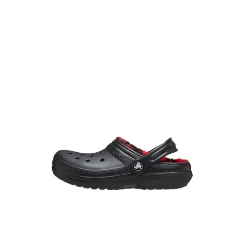 Crocs Classic Lined Slip-Resistant Abrasion-Resistant Low Top Kids Lifestyle Shoes Black Red Kids Crocs Classic Lined Slip-Resistant Abrasion-Resistant Низкий Топ Детские Лайфстайл Обувь Черный Красный Детский