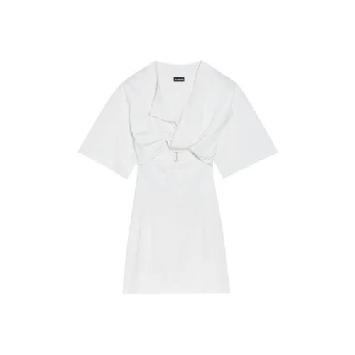 Jacquemus Белое Женское Короткое Платье с Рукавами