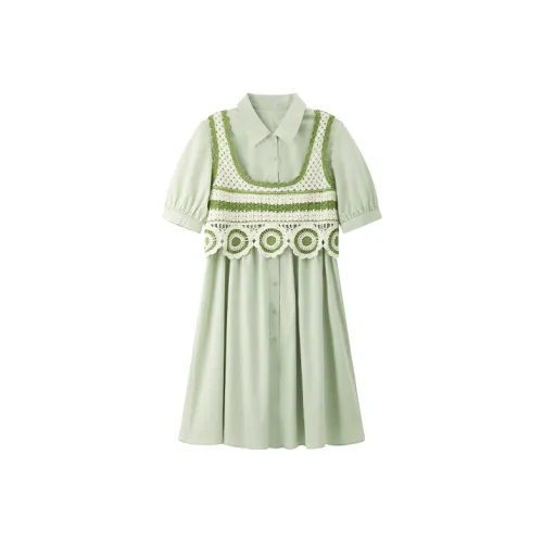 Pit Короткий рукав Платье Женское Зеленое