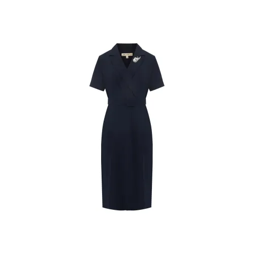 BBLLUUEE Короткий рукав Платье Женское Ink Синий