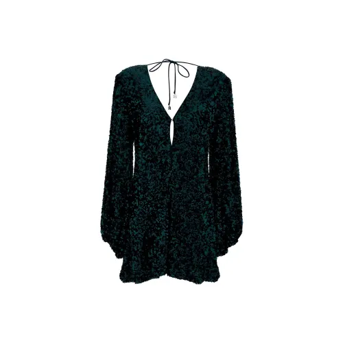 Rotate Длинное платье с длинными рукавами женское зеленое