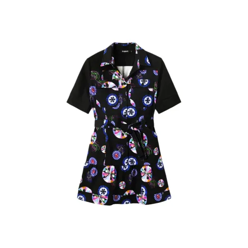 Desigual Короткое платье с короткими рукавами женское черное