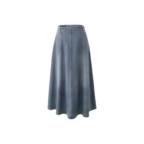 YALIDA Denim Long Skirt Women's Light Blue