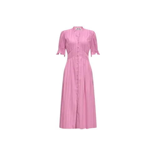 Diane von Furstenberg Розовые Женские Короткие Платья с Короткими Рукавами