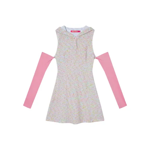 BETTERSAY Длинное платье с длинными рукавами женское абрикосового цвета