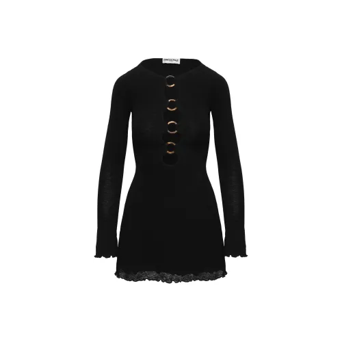 PRINCESS POLLY DEJONGE Кольцо Мини Платье Длинное Платье с Длинными Рукавами Женское Черное Черное