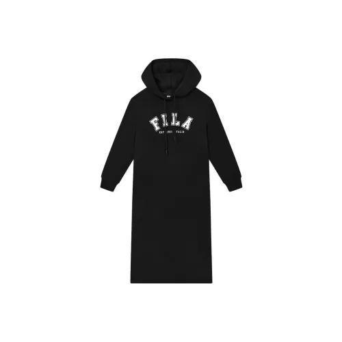 FILA Черное Женское Длинное Платье с Рукавами