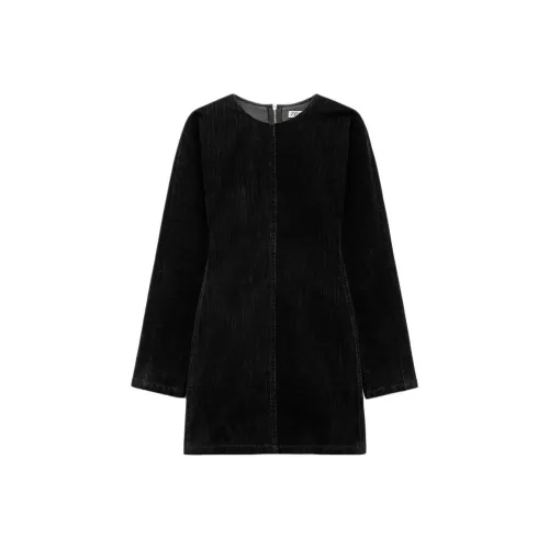 ZARA Trf Длинное Платье с Длинными Рукавами Женское Черное