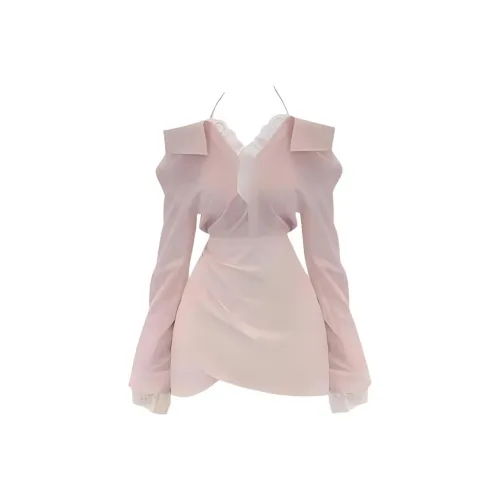 AFGGD Длинное платье с длинными рукавами женское розовое