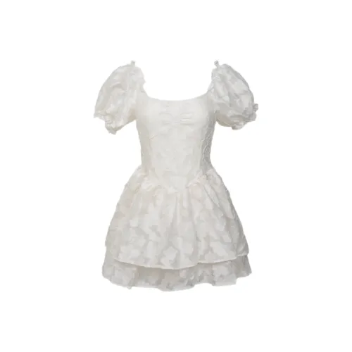 ABBY GODDESS Короткое платье с короткими рукавами женское белое