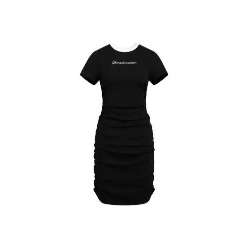 A21 Короткий рукав Платье Женское Черное