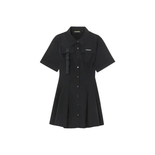 Mini Cream Короткий рукав Платье Женское Черное