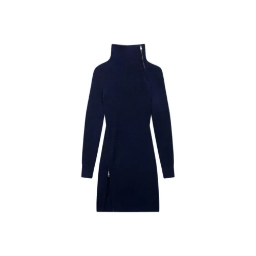 ISABEL MARANT ETOILE FW24 Длинное платье с длинными рукавами женское темно-синий