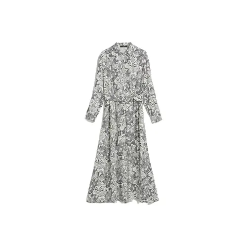 WEEKEND MaxMara Серое Женское Длинное Платье с Рукавами