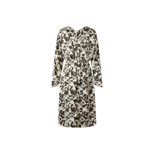 JZ. ANNAKRO Длинное платье с длинными рукавами женское цветочный темный кофейный