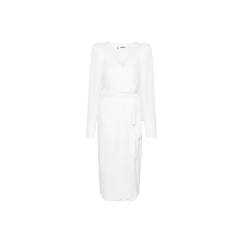 Rotate Длинное Платье с Длинными Рукавами Женское Белое