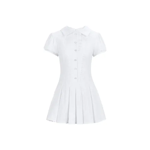 FLIM Короткий рукав Платье Женское Белое