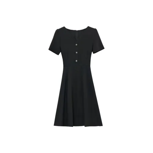 PLANE DRIFT Короткий рукав Платье Женское Черное