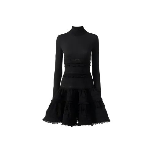 Alaia Черное Женское Длинное Платье с Рукавами