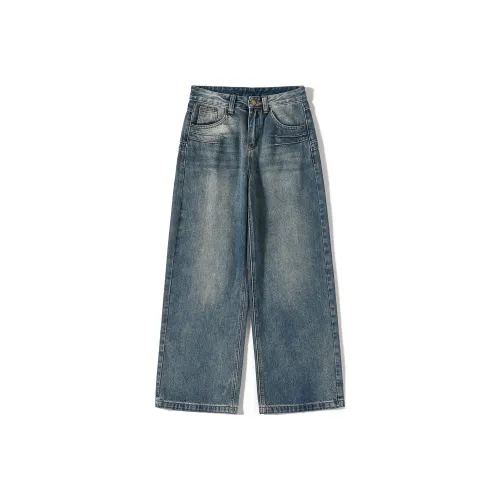 Розовый джинсы женские винтажный синий