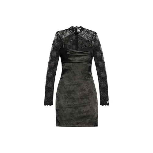 VERSACE JEANS COUTURE FW24 Длинное платье с длинным рукавом женское черное