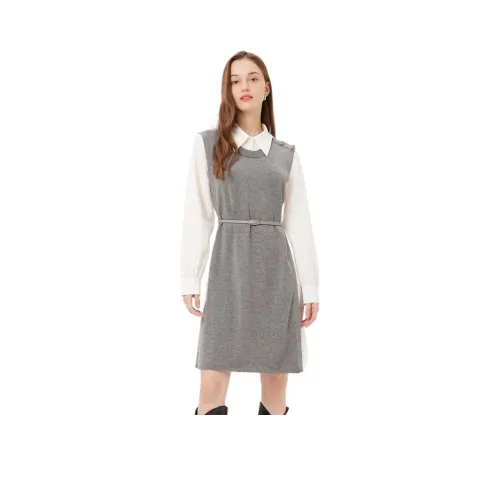 Hush Puppies Длинное платье с длинными рукавами женское серо-вересковый цвет