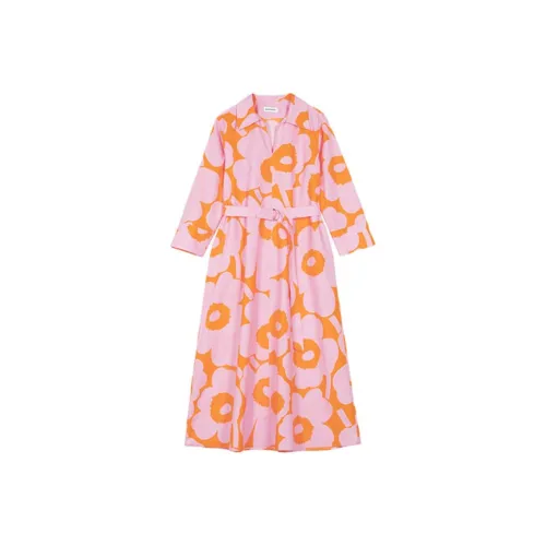 MARIMEKKO Светло-розовый Женские Длинные Платья с Рукавами
