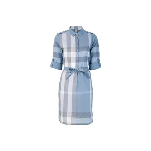 Burberry Светло-синий Женские Длинные Платья с Рукавами