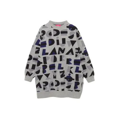 Vivienne Westwood Длинное платье с длинными рукавами женское серое