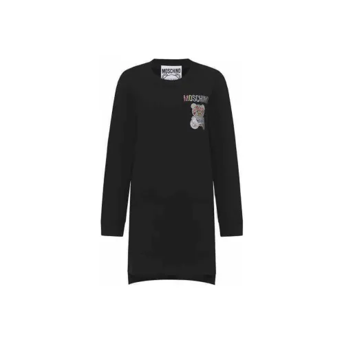 MOSCHINO Черное Женское Длинное Платье с Рукавами