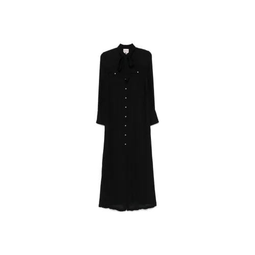 Semicouture Черное Женское Длинное Платье с Рукавами