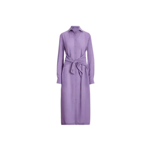 Ralph Lauren Collection Фиолетовые Женские Длинные Платья с Рукавами
