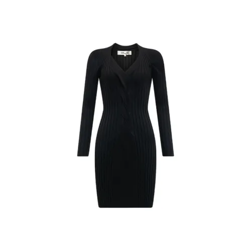 DVF Diane Von Furstenberg SS24 Длинное платье с длинными рукавами женское классическое черное