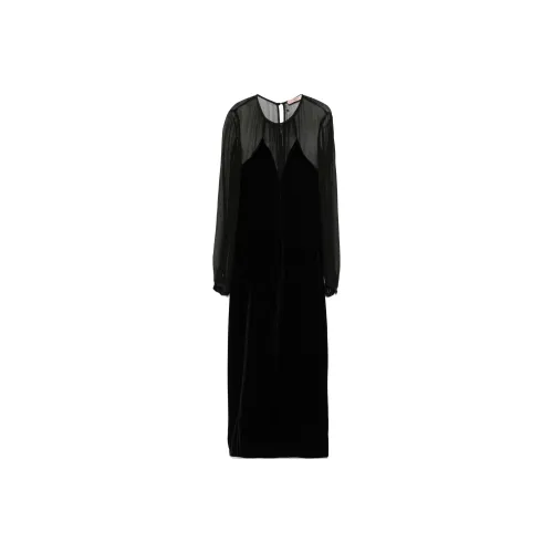 TWINSET Milano FW24 Длинное платье с длинным рукавом женское черное