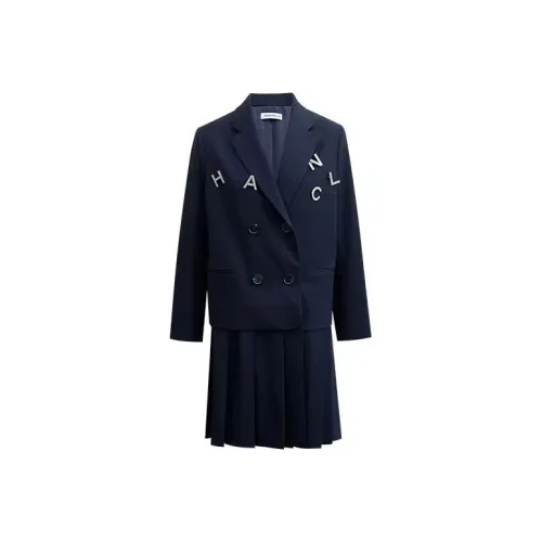 XIAOXIAOLA Темно-синий женский длинный платье с длинными рукавами