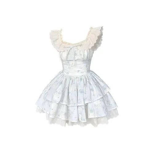 SYEEE WITH U Короткий рукав Платье Женское Синий Платье