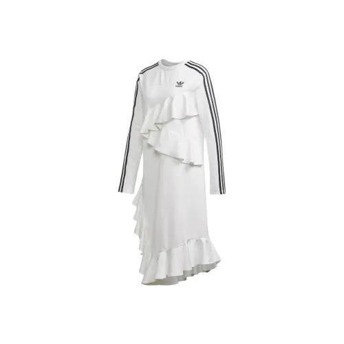 Adidas Originals Длинное платье с длинными рукавами женское белое