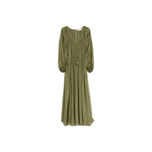Zimmermann FW24 Длинное платье с длинными рукавами женское хаки