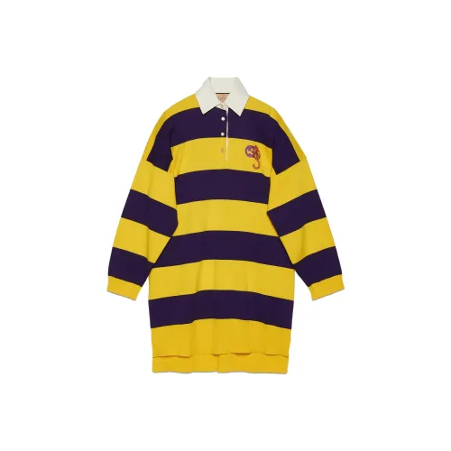 GUCCI Желтое Женское Длинное Платье с Рукавами