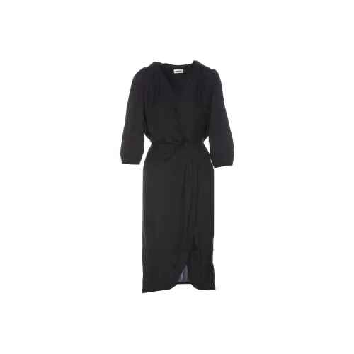 Zadig Voltaire Длинное платье с длинными рукавами женское черное