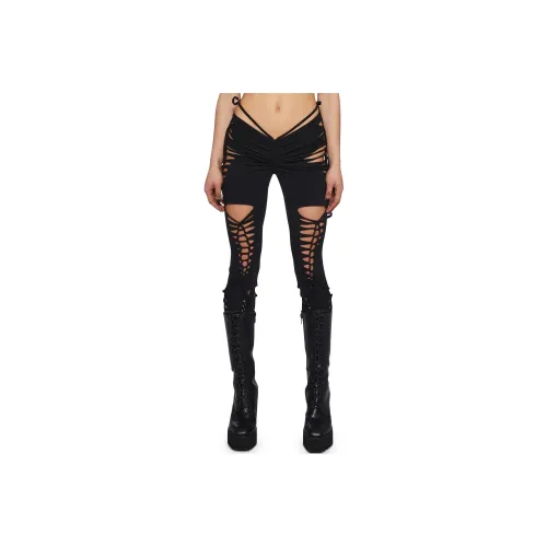 Dolls Kill DARKER WAVS Crossfade Shredded Leggings Женские Черные