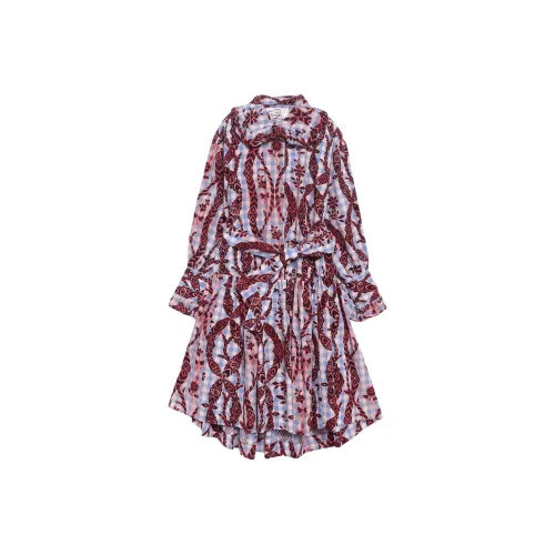 Вивьен Вествуд Gather Frill Рубашка One Piece Длинный рукав Платье Женское Синий