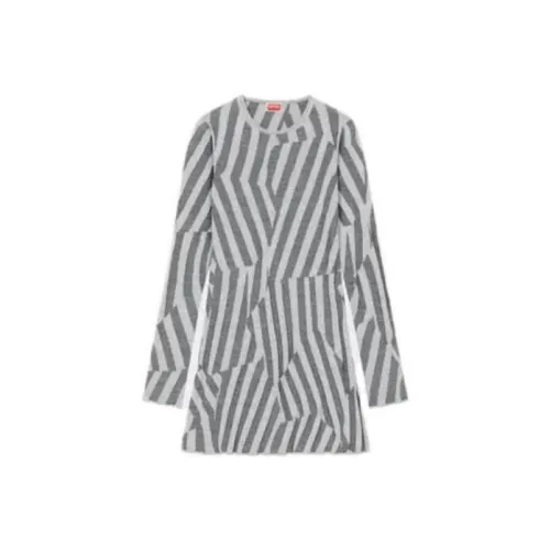 KENZO Pearl Gray Женские Длинные Платья с Рукавами