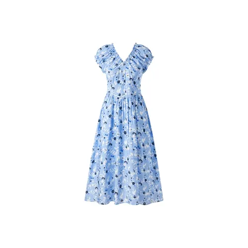 PEACEBIRD Синий узор Женские Платья без рукавов