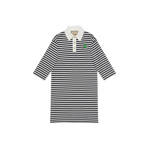 GUCCI Китайский Новый Год Синий Женские Длинные Платья с Рукавами