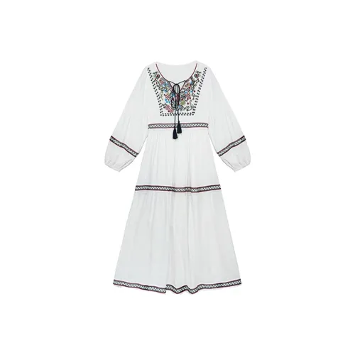 AFGGD Длинное платье с длинными рукавами женское белое